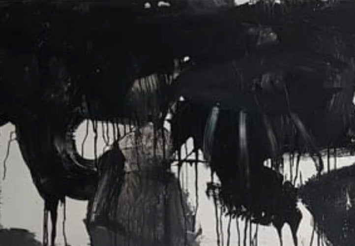 Acrylmalerei abstrakt Black painting MixedMedia Collage Expressionism